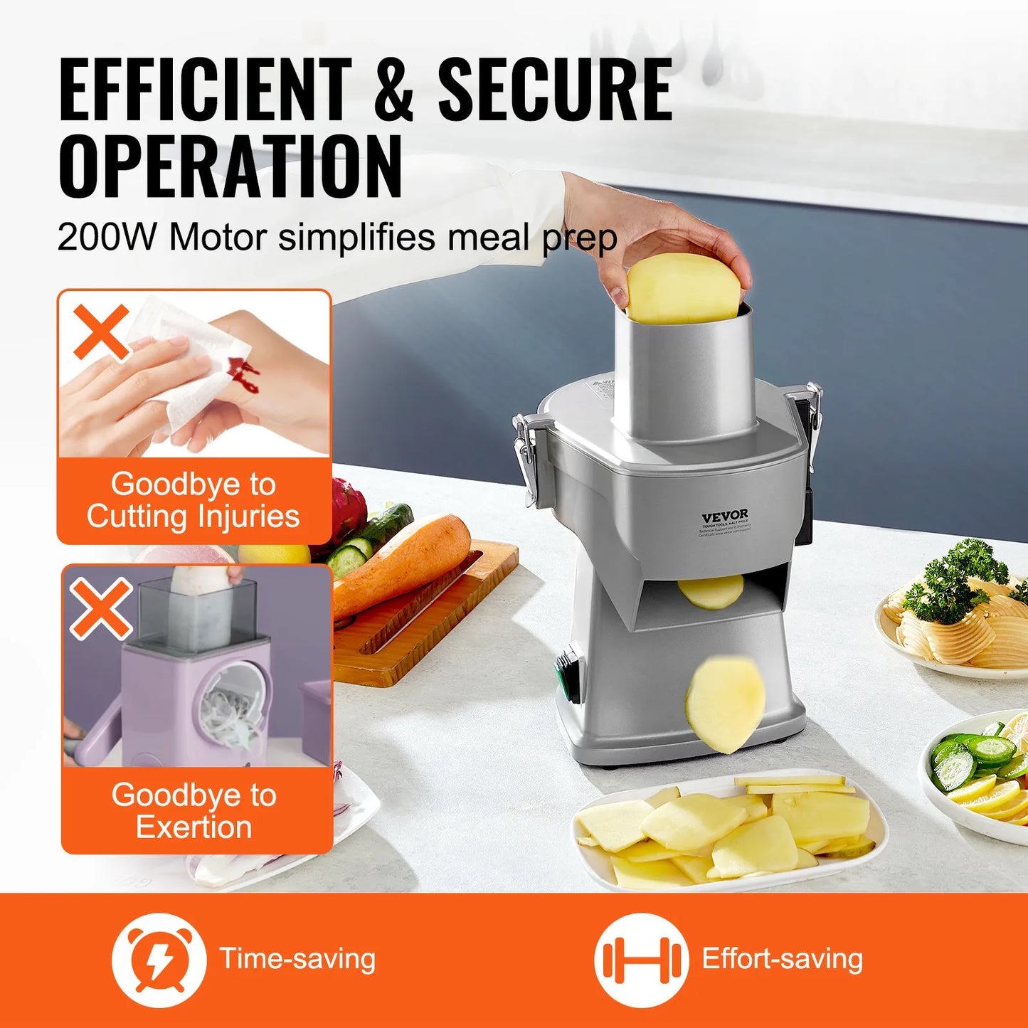SucceBuy Electric Vegetable Slicer 4 in 1 Multifunctional Food Cutter Vegetable Chopper for Slicing Shredding Dicing Slitting