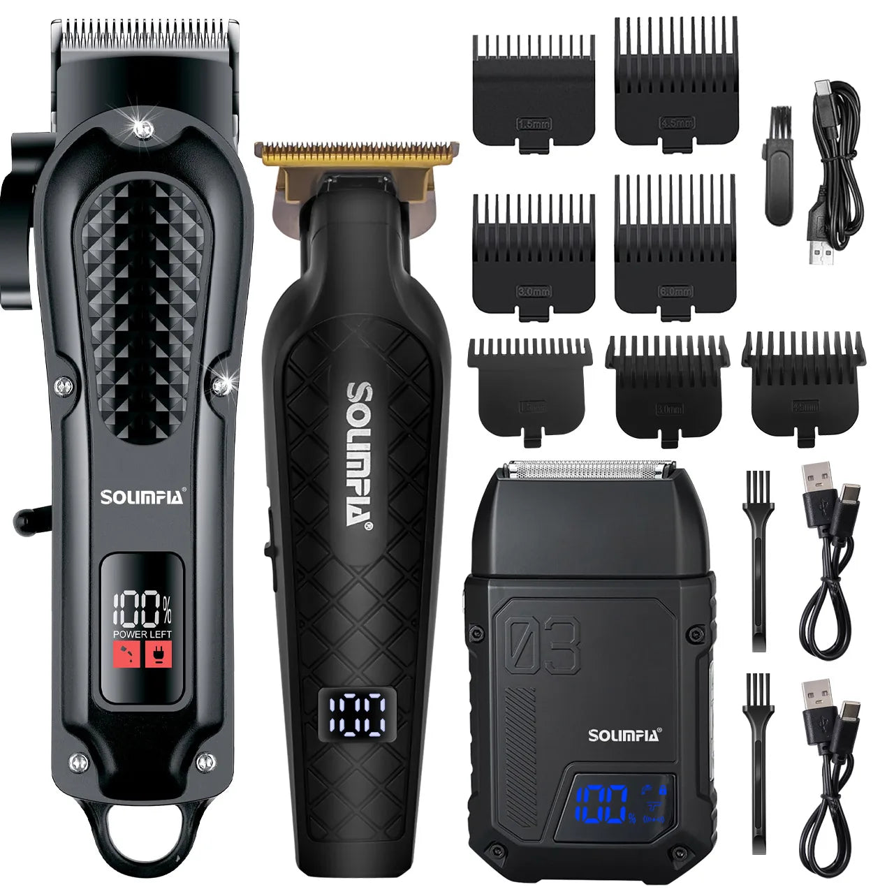 Solimpia Professional Hair Clipper Set Cordless Rechargeable Wet Dry For Men