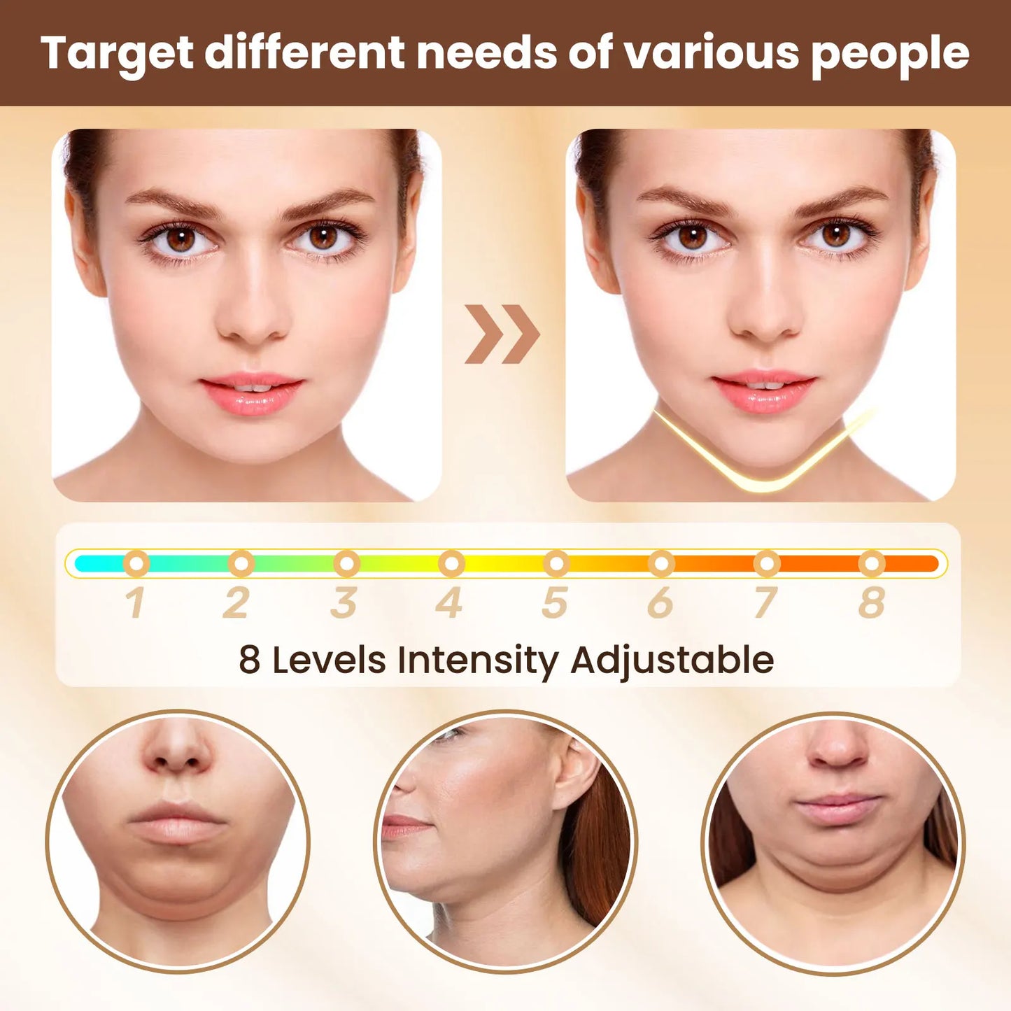 PASTSKY Electric V Face Lifting Device EMS Microcurrent Massager 6 Modes 8 Levels