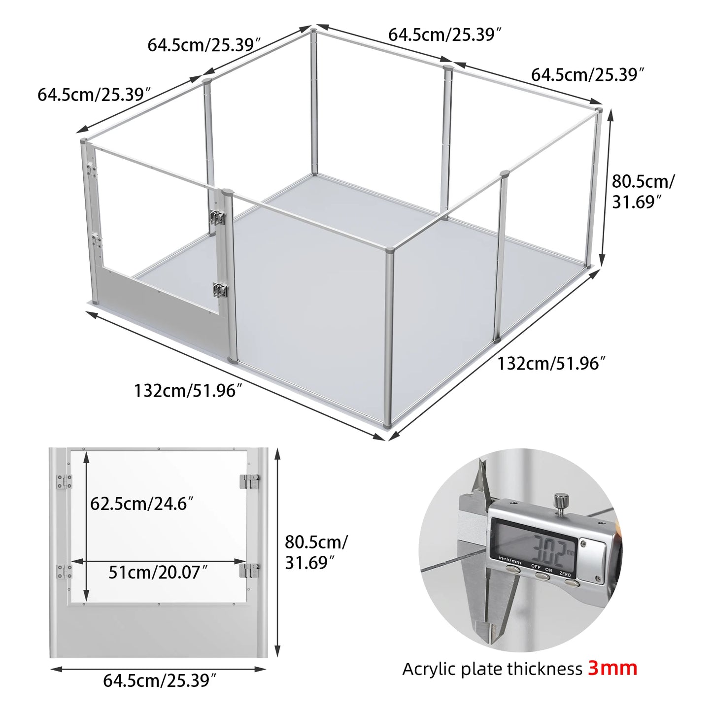 BINGOPAW Dog Playpen Acrylic Kennel Fence for Pets
