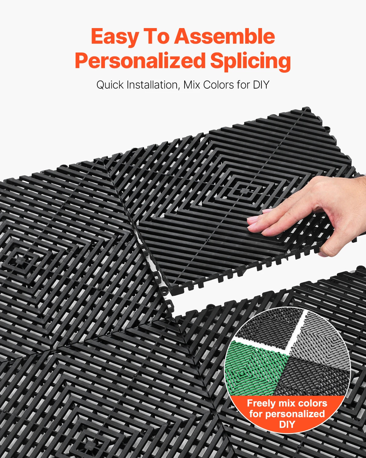 SucceBuy Interlocking Drainage Mat Non Slip PP Floor Tile Shower Mat For Wet Areas