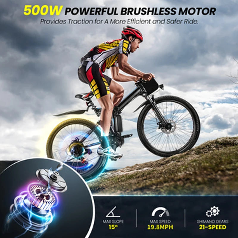 ViviFolded Folding Electric Bike 500W 48V 20MPH 50 Miles