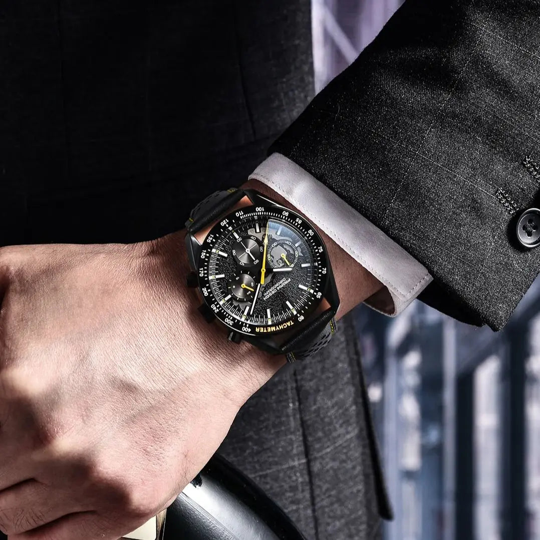 PAGANI DESIGN Moon Dark Mens Skeleton Chronograph Watch