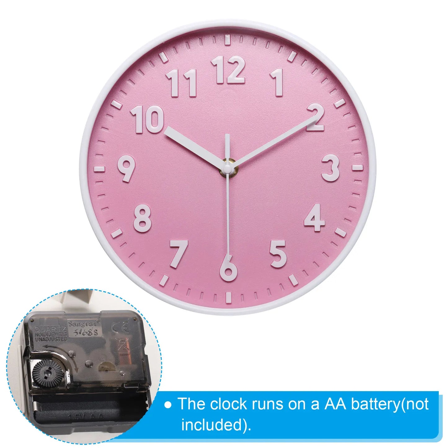 UXCELL Quartz Silent 3D Numeral Round Wall Clock Battery Operated For Office And Bedroom
