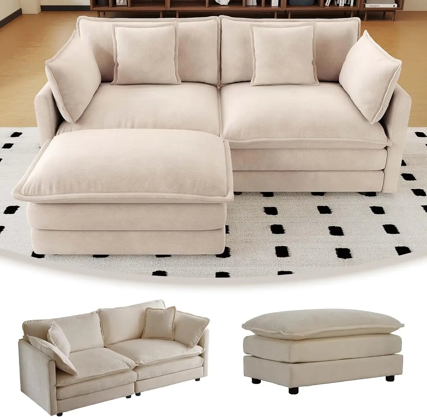 Modern Chenille Cloud Couch Loveseat Modular Sectional