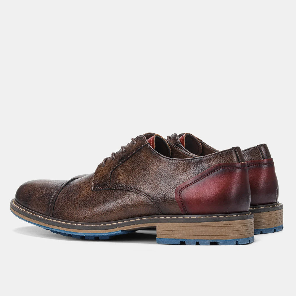 Hecrafted Retro Derby Shoes For Men Leather Casual Footwear