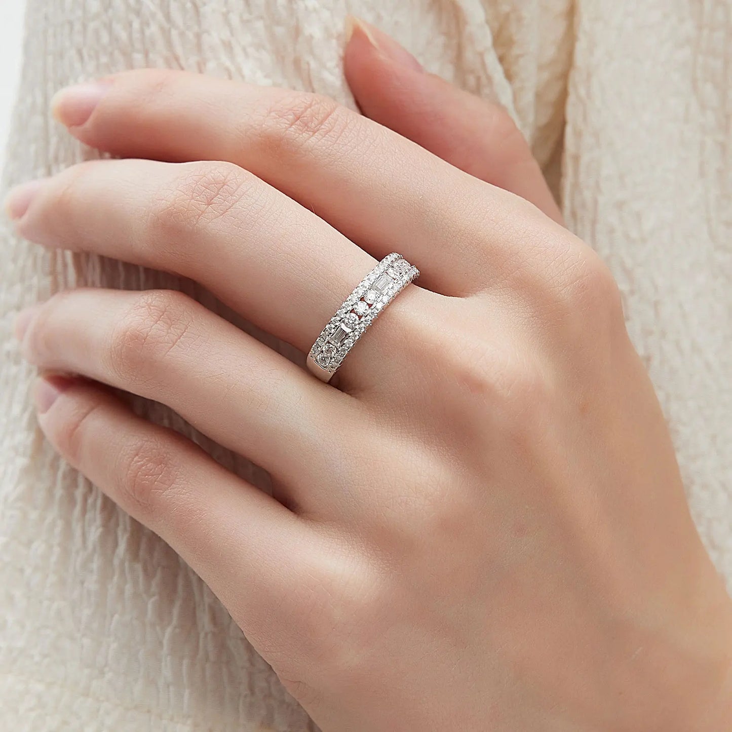 Newshe GRA Certified Moissanite Wedding Bands 925 Sterling Silver