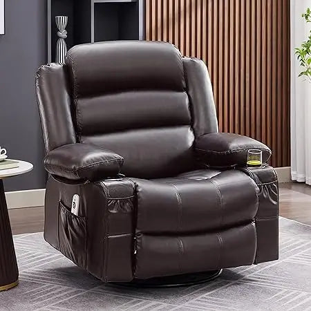 Rocker Recliner Chair With Heat And Massage 360 Swivel