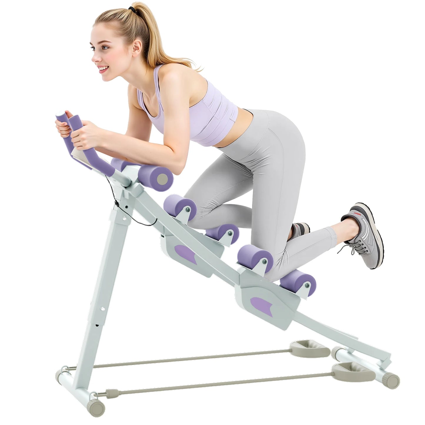 Abdominal Curling Exercise Machine Adjustable Dual Track Fitness Equipment Coaster Foldable Trainer Workout Core Ab For Home Gym