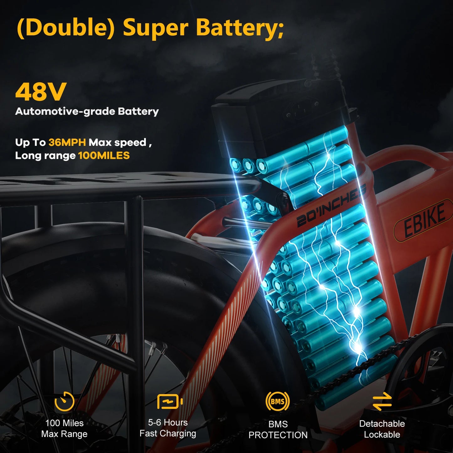 Cybervelo EK4 Folding Electric Bike 1000W 48V 20Ah Battery