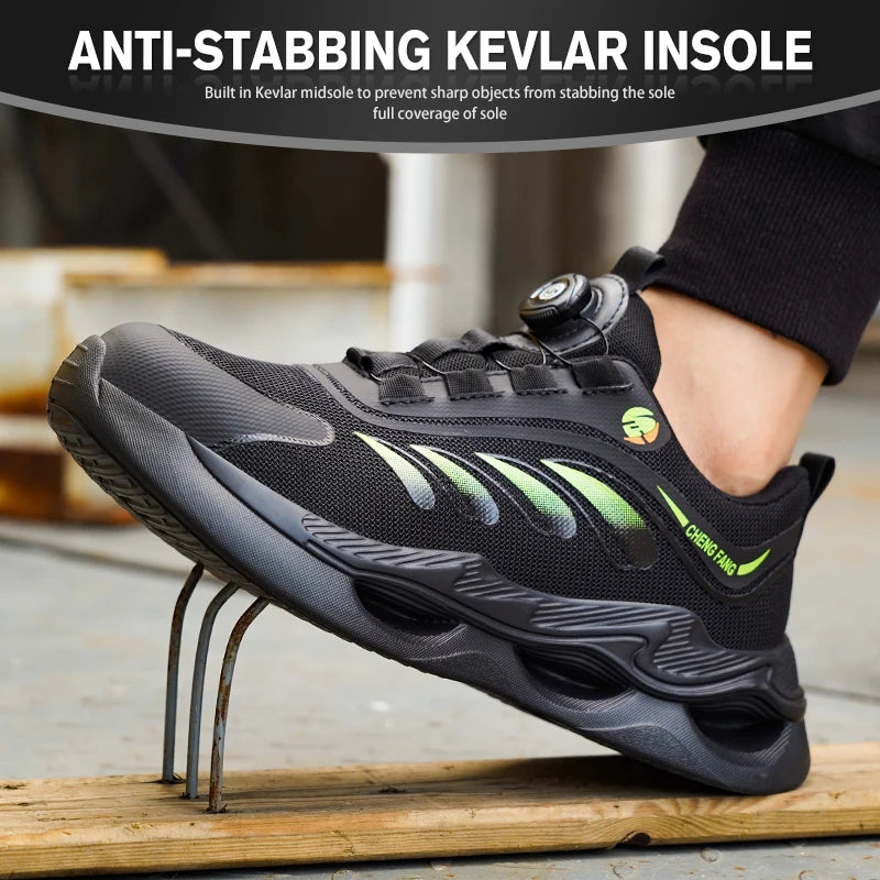Waterproof Anti-Smash Anti-Puncture Lace-Free Safety Shoes For Men