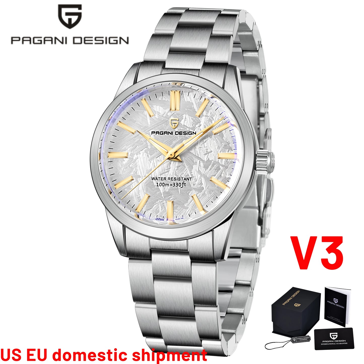 PAGANI DESIGN Stainless-Steel Men's Quartz Ultra Thin Luxury Sapphire-Crystal Watch