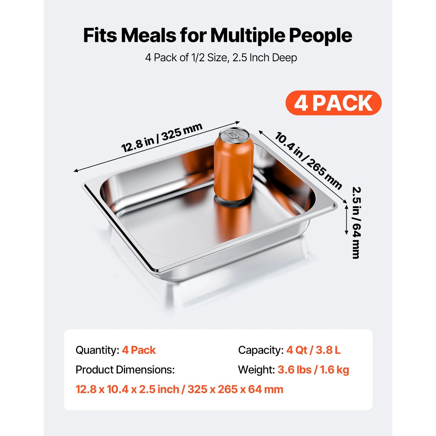 SucceBuy Stainless Steam Hotel Pan 1/2 Size Table Steam Pan Anti Jam Restaurant Supplies Catering Storage for Home Buffet Party