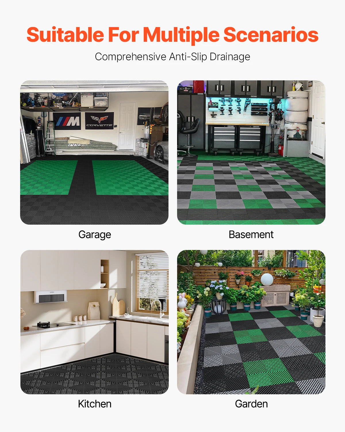 SucceBuy Interlocking Drainage Mat Non Slip PP Floor Tile Shower Mat For Wet Areas