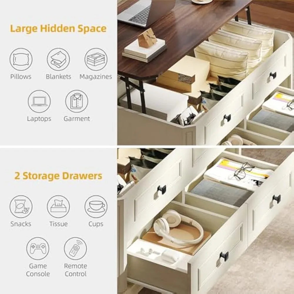 Lift Top Coffee Table With Storage And Hidden Compartment