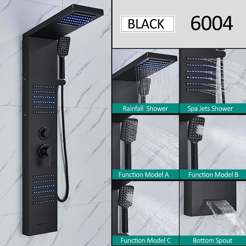 Quyanre LED Shower Panel Tower System Waterfall Massage