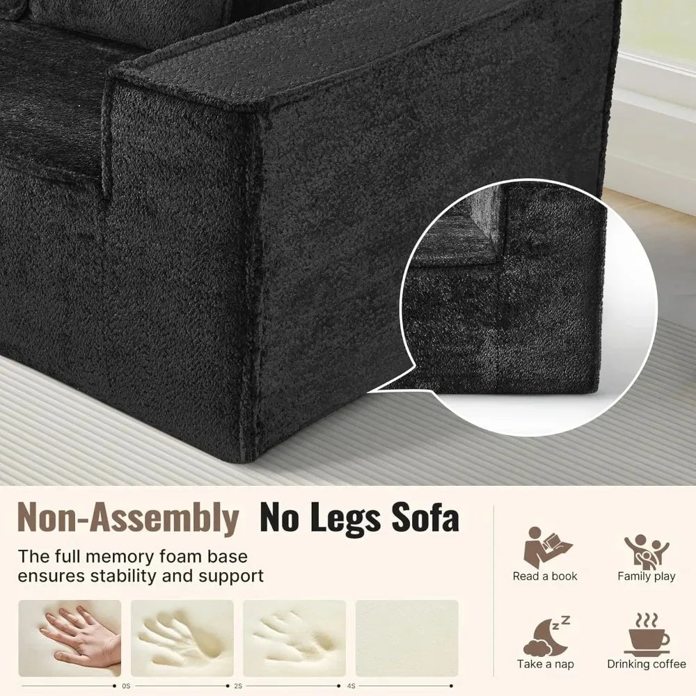 Chenille Upholstered Modern Cloud Loveseat Sofa Includes 2 Pillows