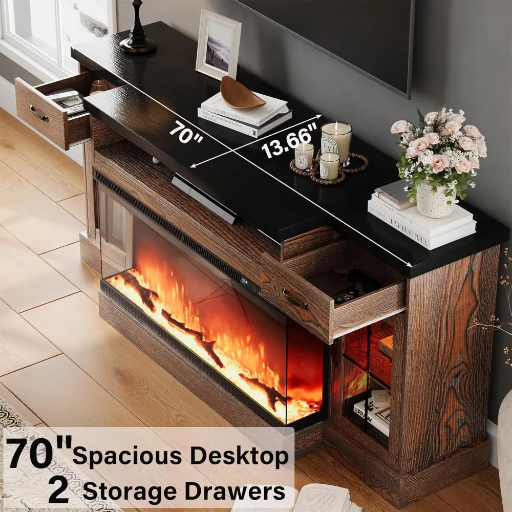 4 Ever Winner Deluxe TV Stand With Fireplace EntertainmentCenter Multifunctional