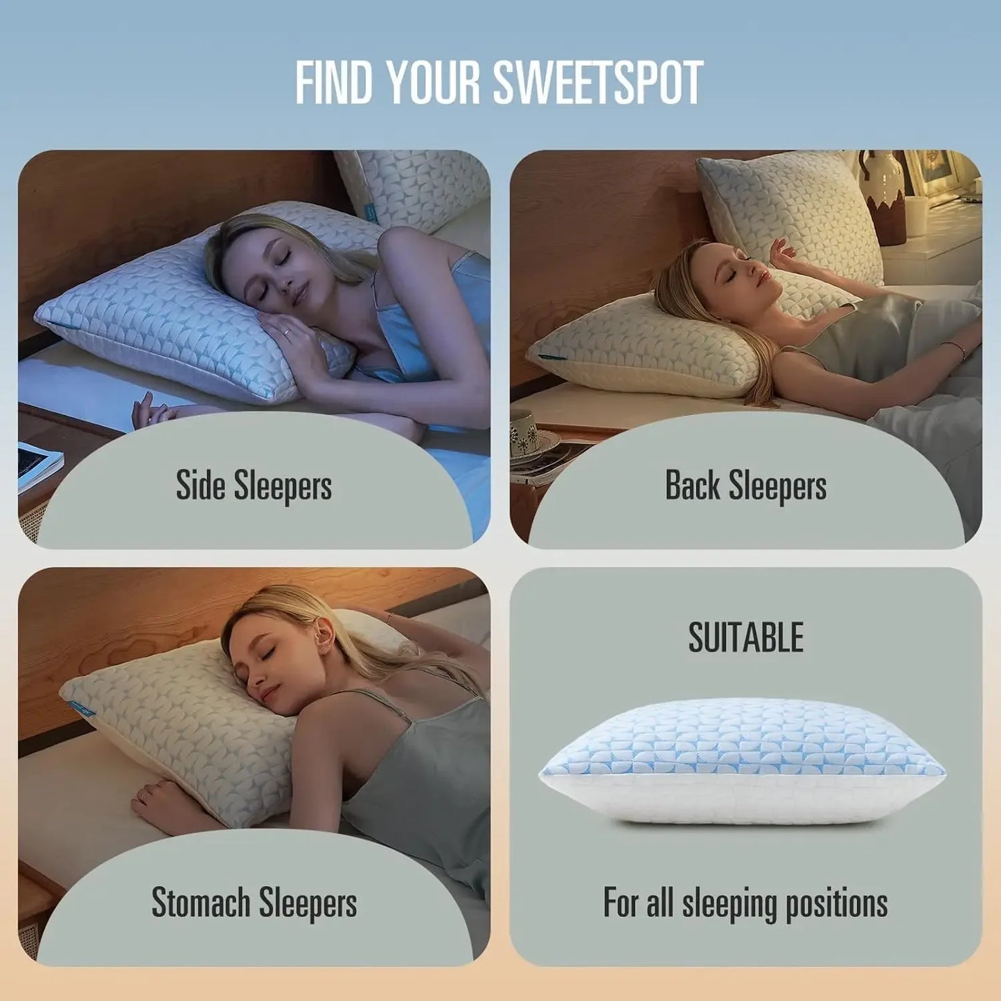 ShreddedMemoryFoamPillows Set2 WithAdjustableCooling ForSideSleepers HypoallergenicDurable NightTimeComfort