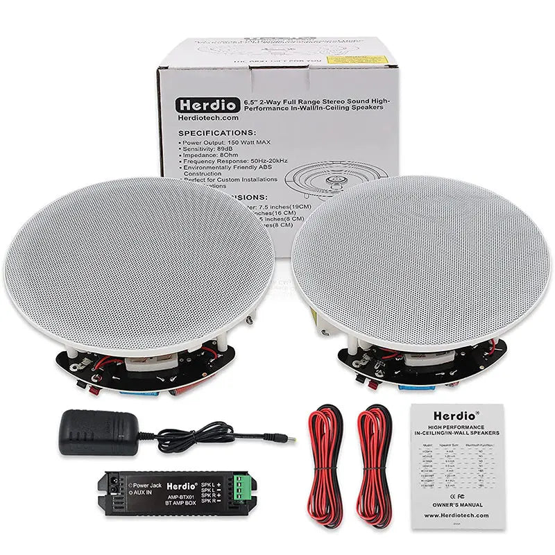 Herdio Ceiling Bluetooth Speaker 300W Recessed Home Audio System