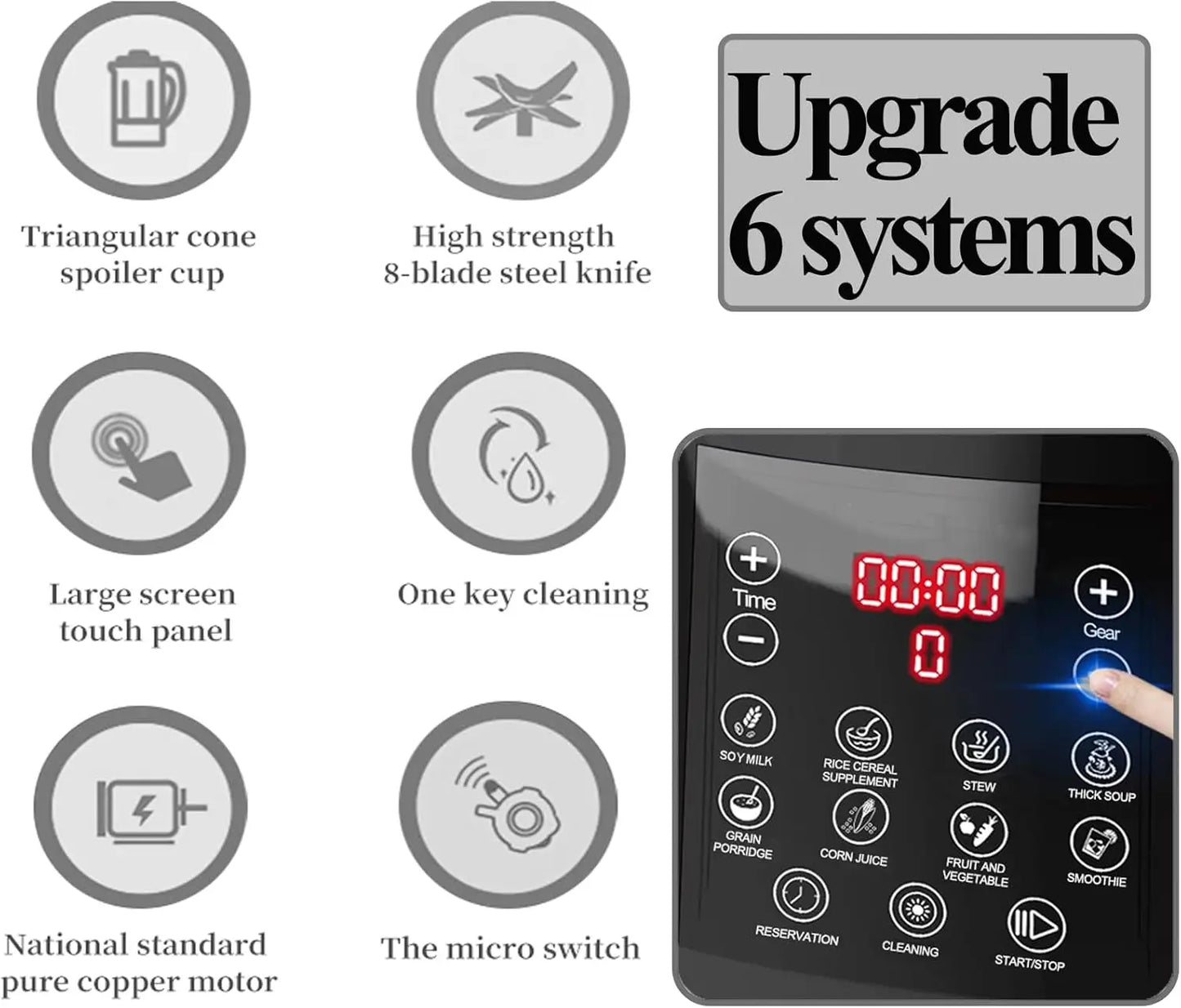 Countertop Food Blender,Hot Soup Maker,High-Speed Kitchen Food Processor with 9 One Touch Programs,12H Preset,Self-Cleaning,Crus