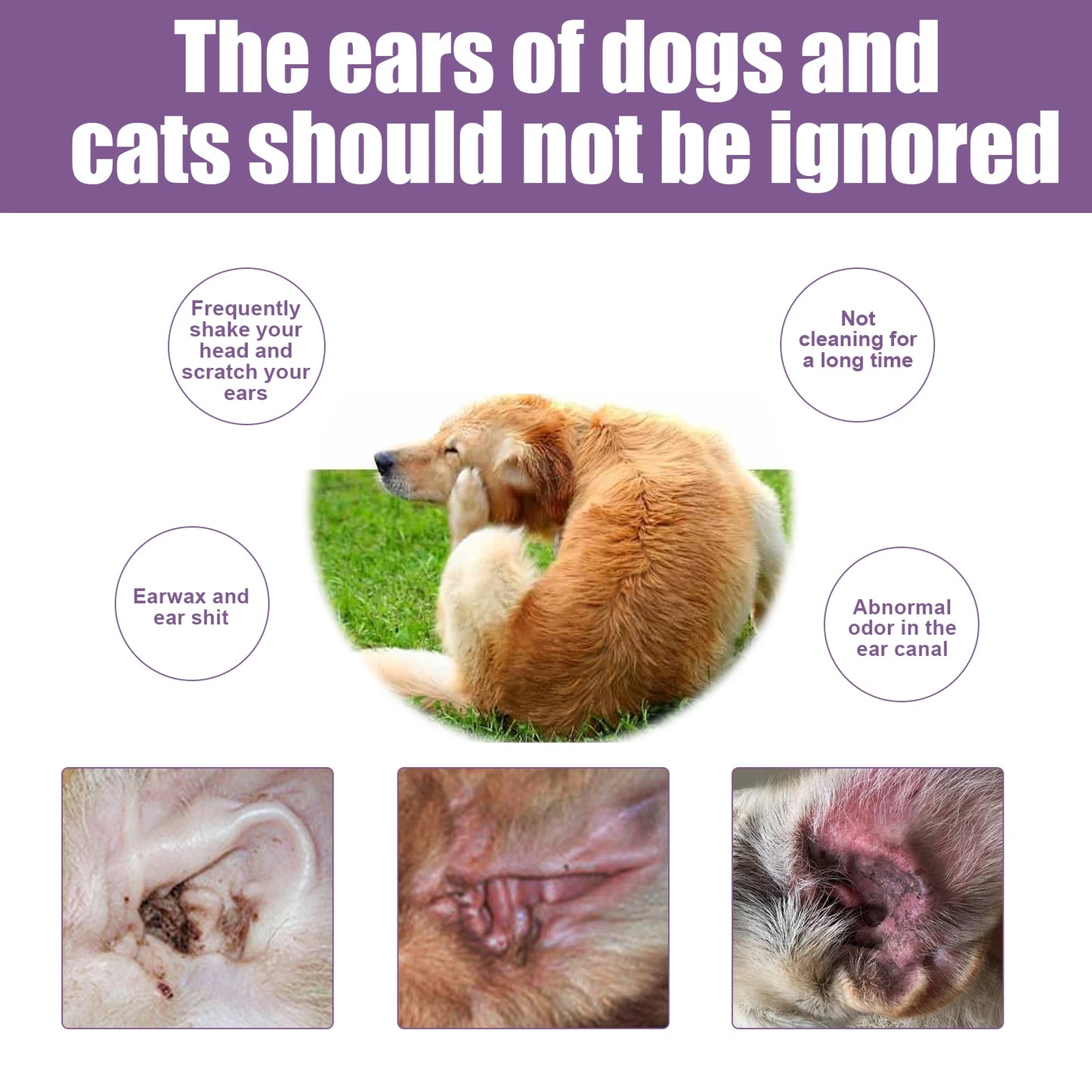 YEGBONG Pet Ear Cleaner Gentle Hypoallergenic Ear Mite Control Solution