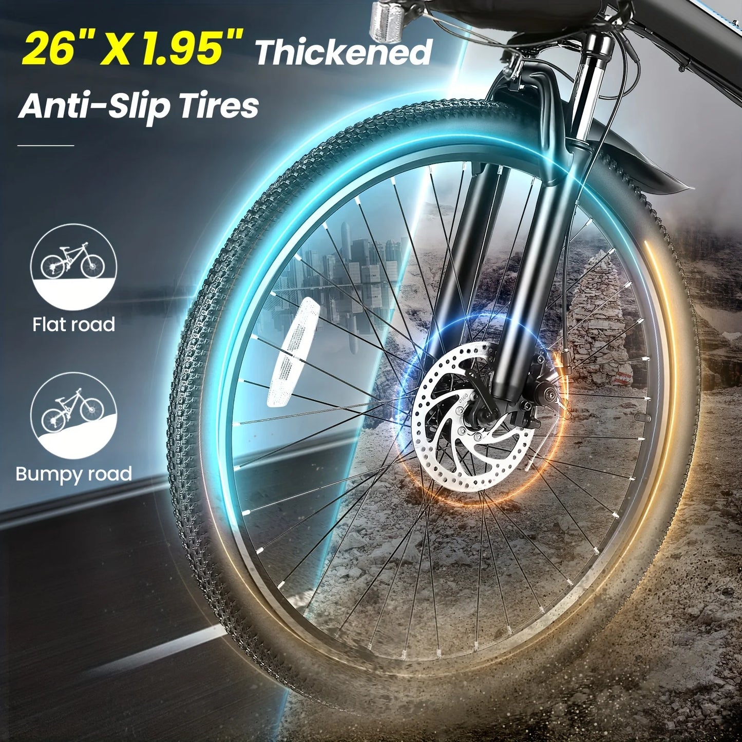 ViviFolded Folding Electric Bike 500W 48V 20MPH 50 Miles