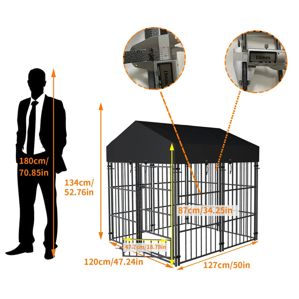 BORWARTH Heavy Duty Dog Kennel Welded Metal Playpen Roof