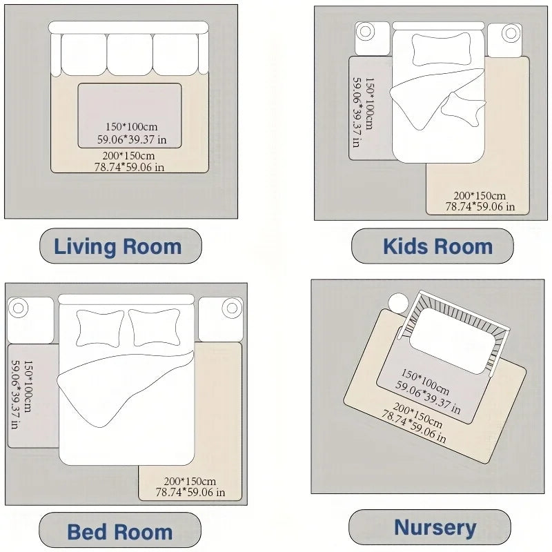 Huloo Sleep Memory Foam Playpen Carpet Non Slip Velvet Rug For Living Room Family Safe