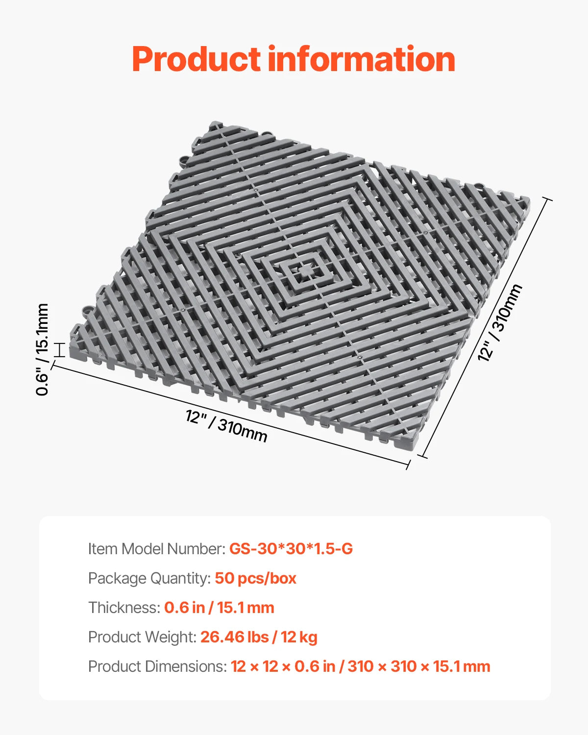 SucceBuy Interlocking Drainage Mat Non Slip PP Floor Tile Shower Mat For Wet Areas