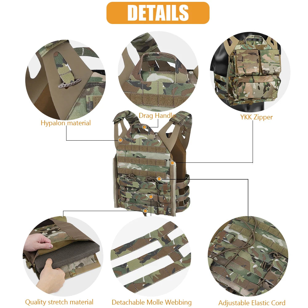 KRYDEX 500D Nylon Tactical Plate Carrier MOLLE Vest