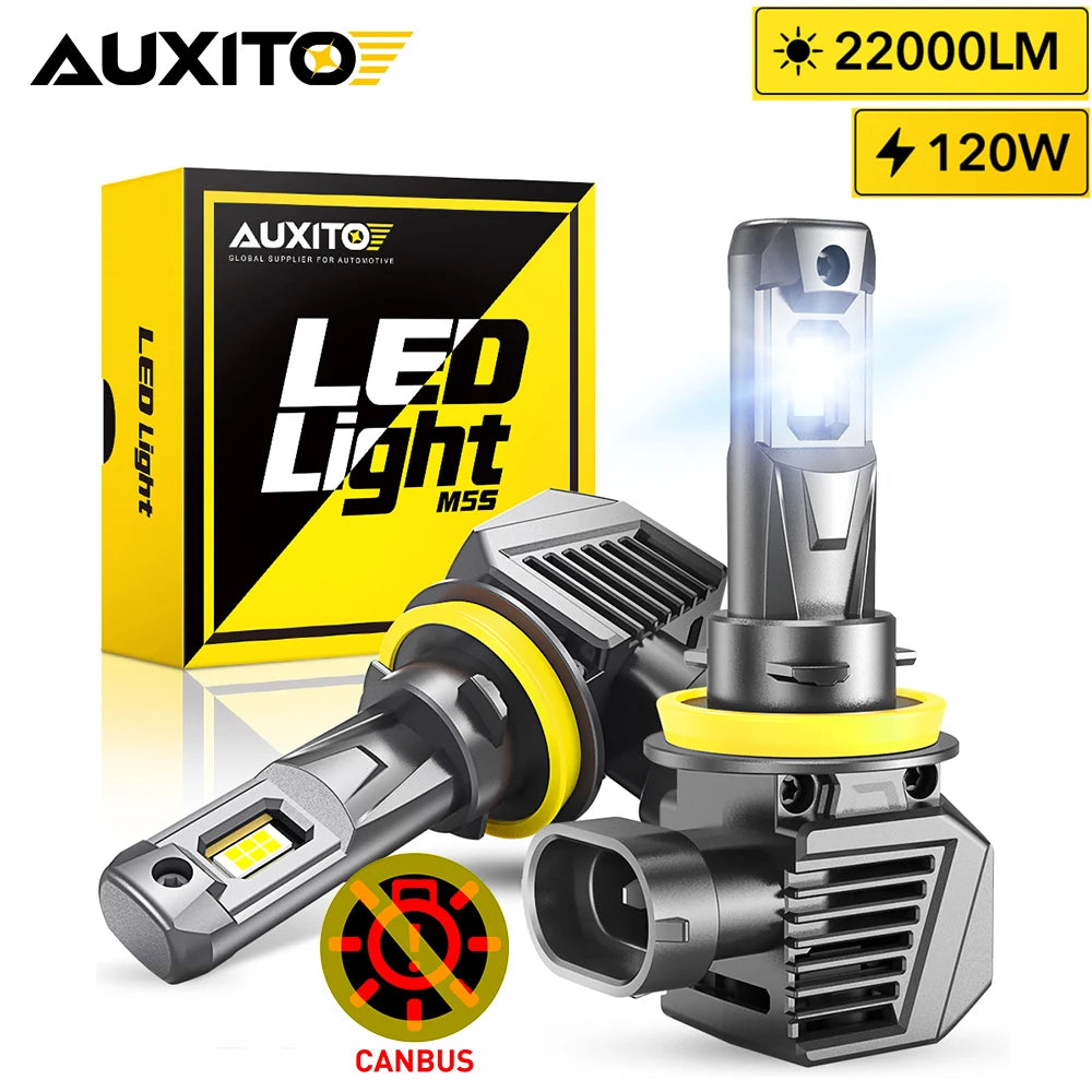 AUXITO 2Pcs LED Headlight Bulbs 120W H11 H8 H9 HB3