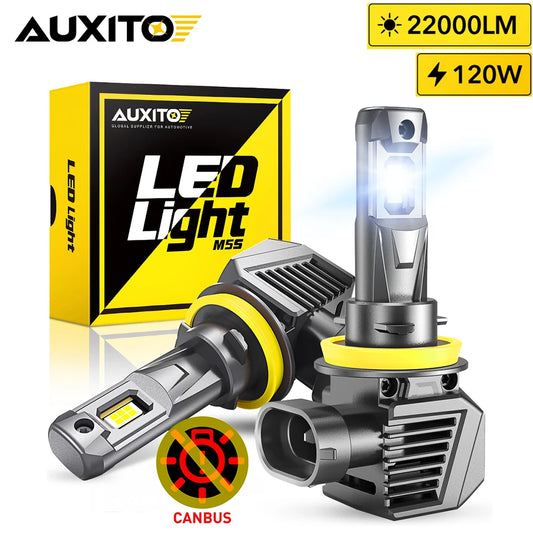 AUXITO 2Pcs LED Headlight Bulbs 120W H11 H8 H9 HB3