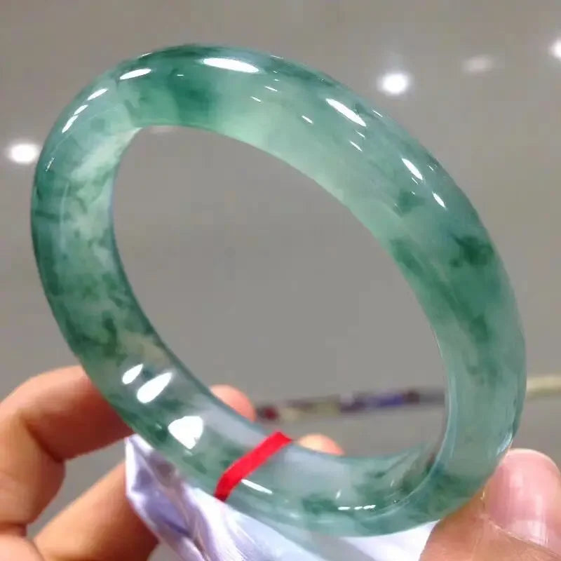Jadeite Natural Charm Bracelet Handcarved Round Bangle Women Men