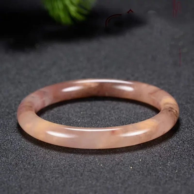 Natural Hand Carved Thin Round Jade Bracelet For Women