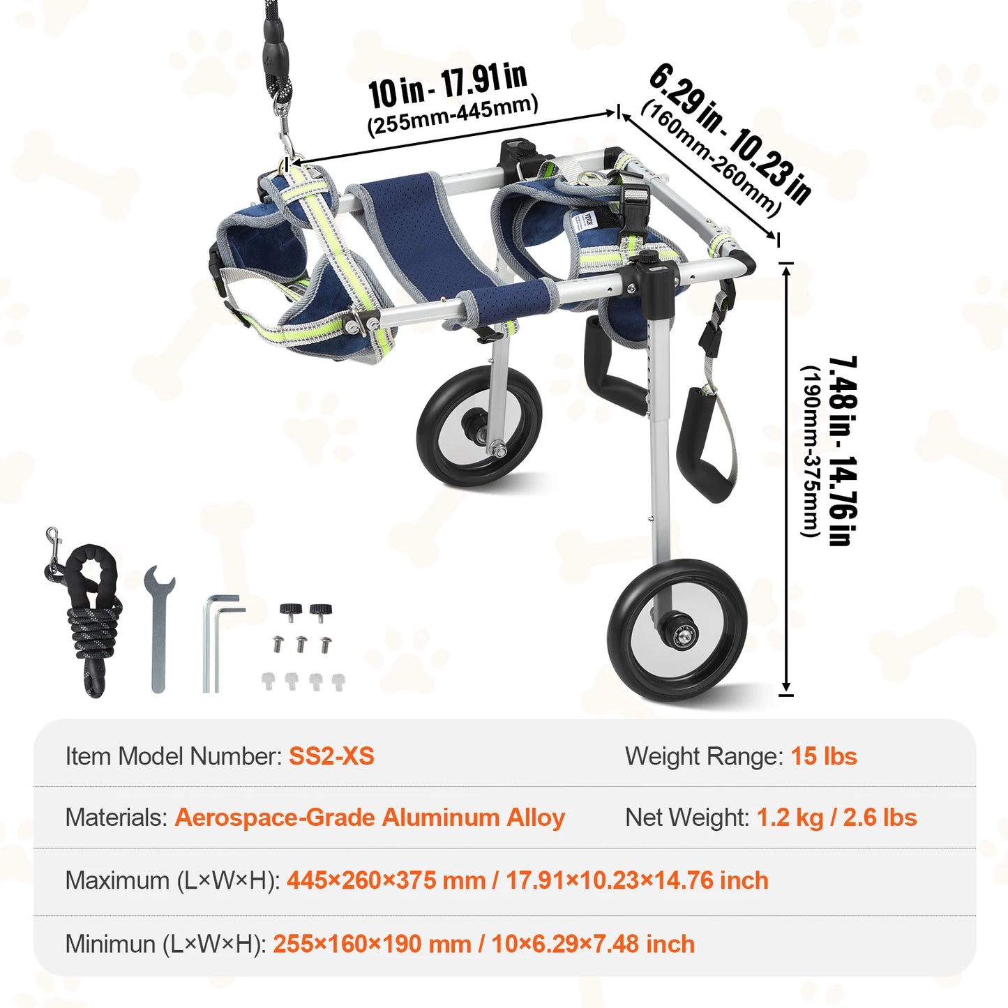 SucceBuy 2 Wheel Dog Wheelchair For Disabled Hind Limbs
