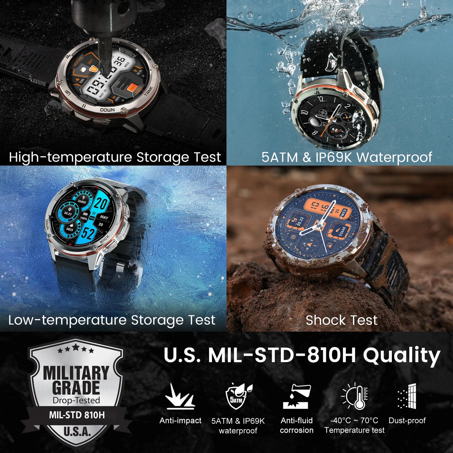 KOSPET Tank T3 Ultra GPS Smartwatch for Men Altimeter Barometer