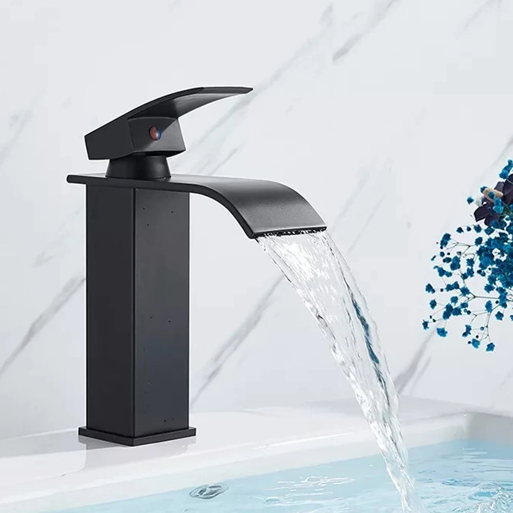 MYQualife Waterfall Bathroom Faucet Single Hole Vessel Sink Tap RS1607B