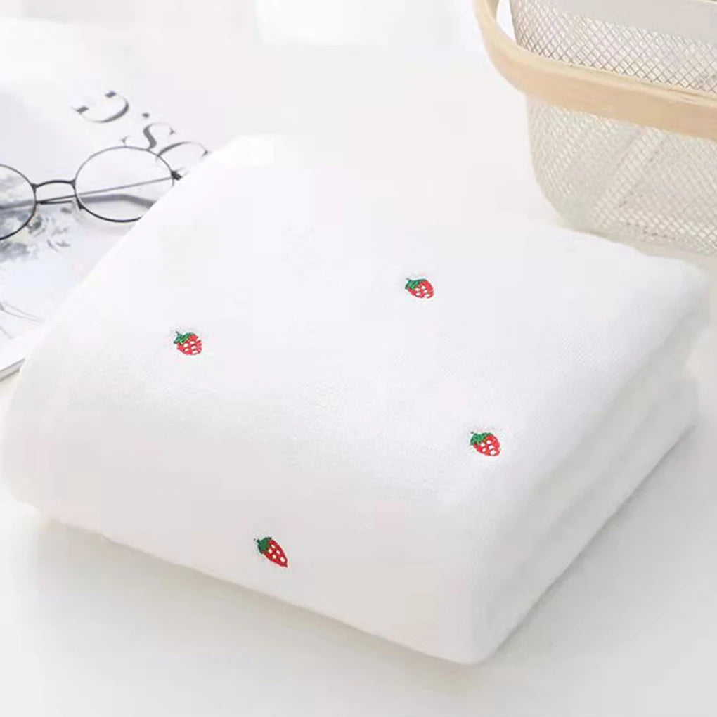 Strawberry Embroidered Bath Towel Set Lightweight Designer