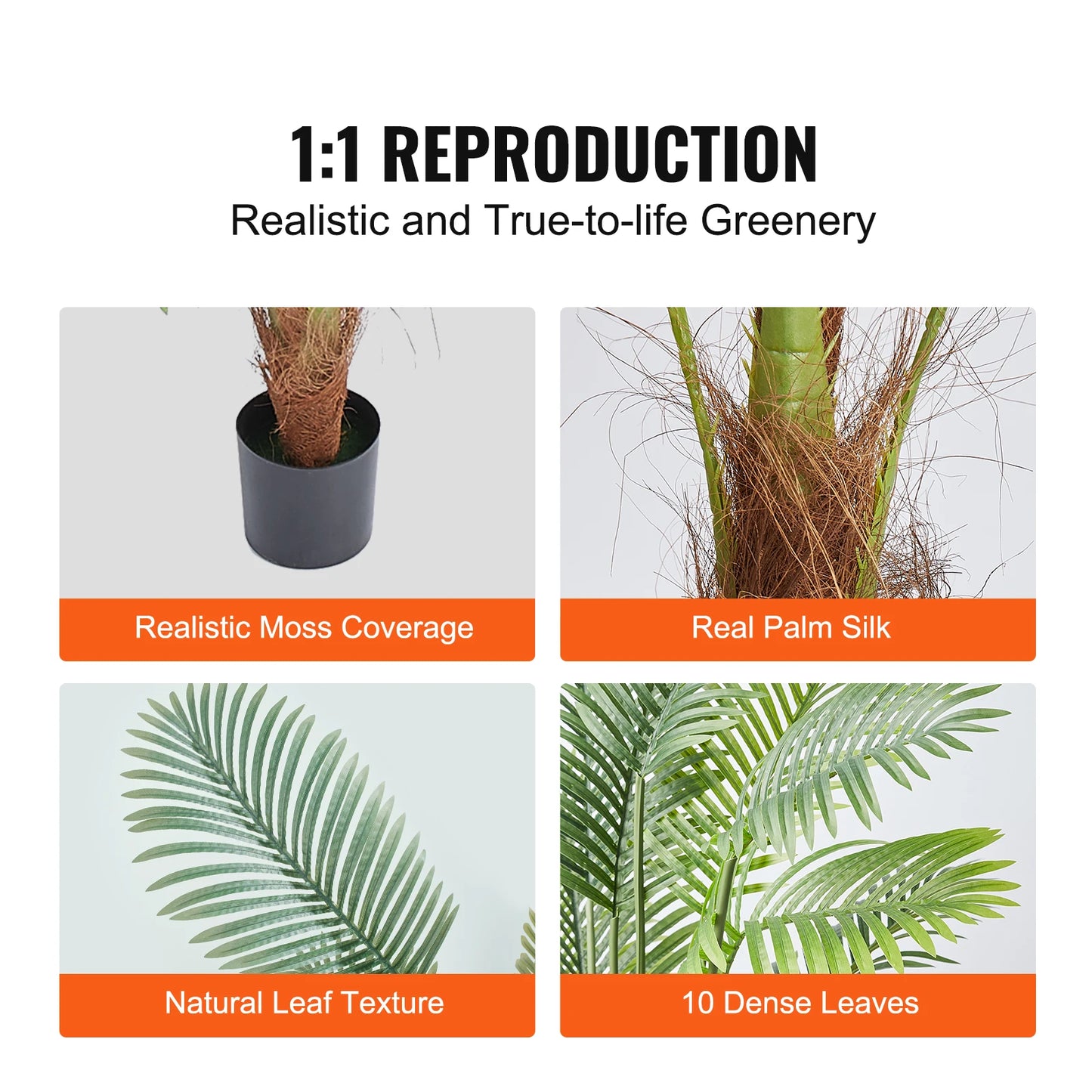Artificial Palm Tree Faux Plant With Anti Tip Tilt Protection And Low Maintenance PE Material For Home Prop 65 Compliant