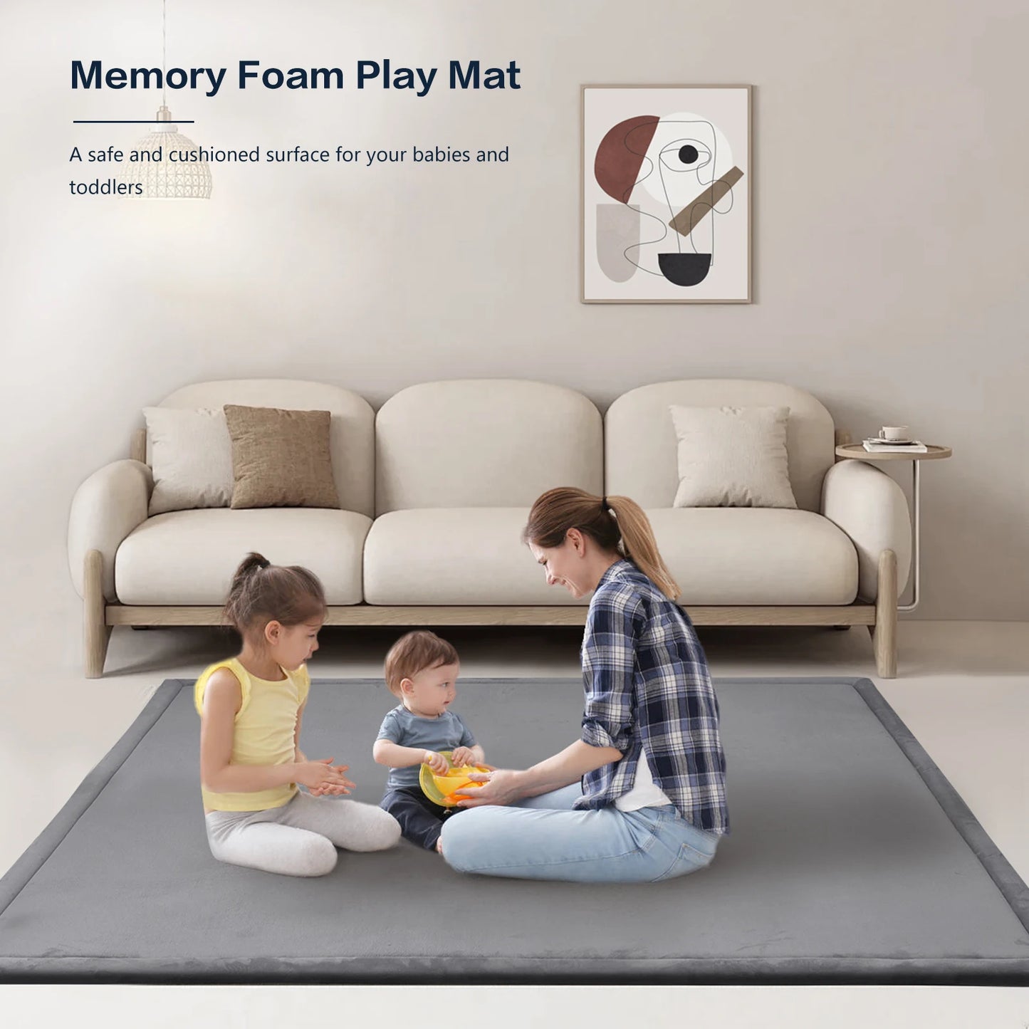 Huloo Sleep Memory Foam Playpen Carpet Non Slip Velvet Rug For Living Room Family Safe