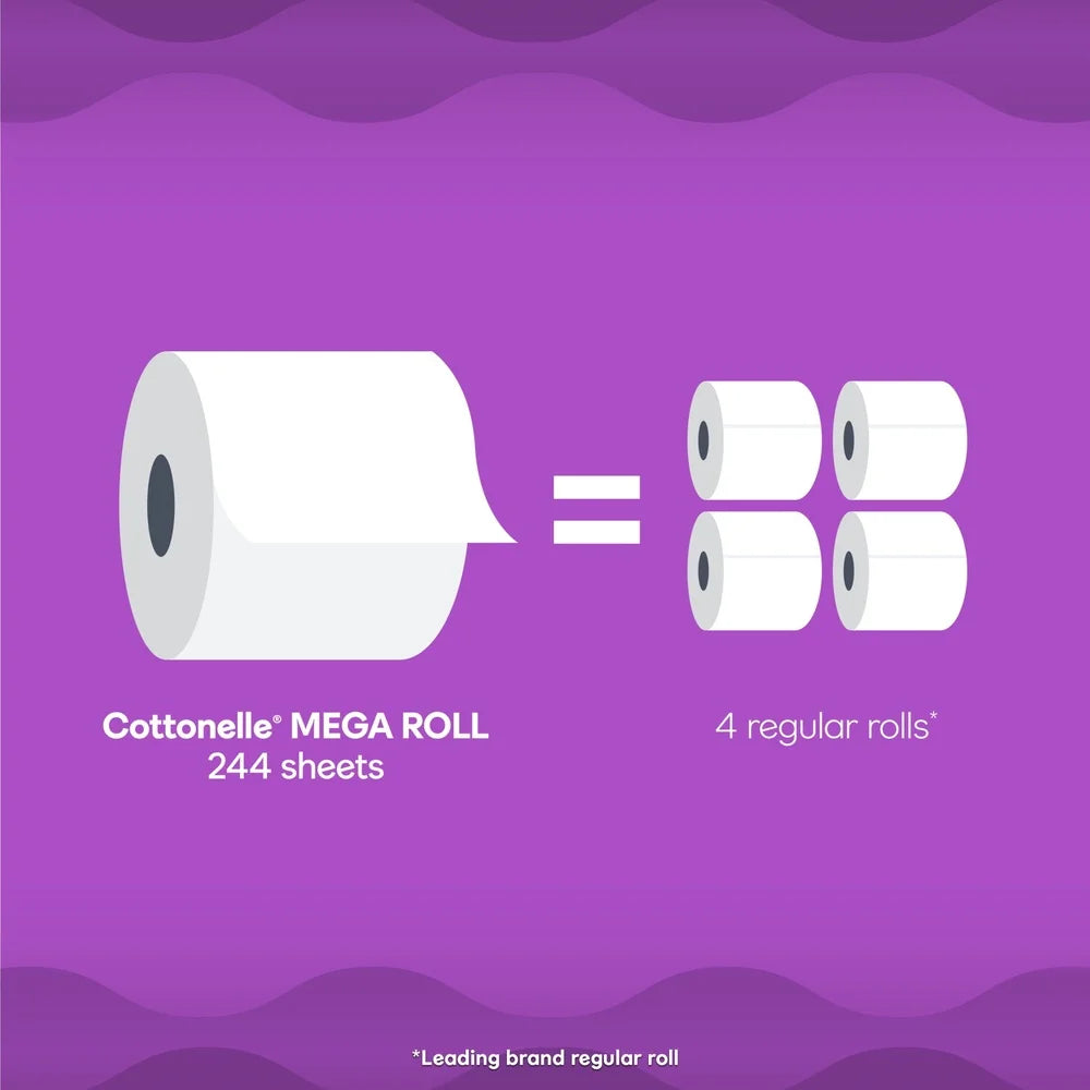Ultra Comfort Soft Toilet Paper 2 Ply 12 Mega Rolls Absorbent FSC Certified Virgin Wood Pulp