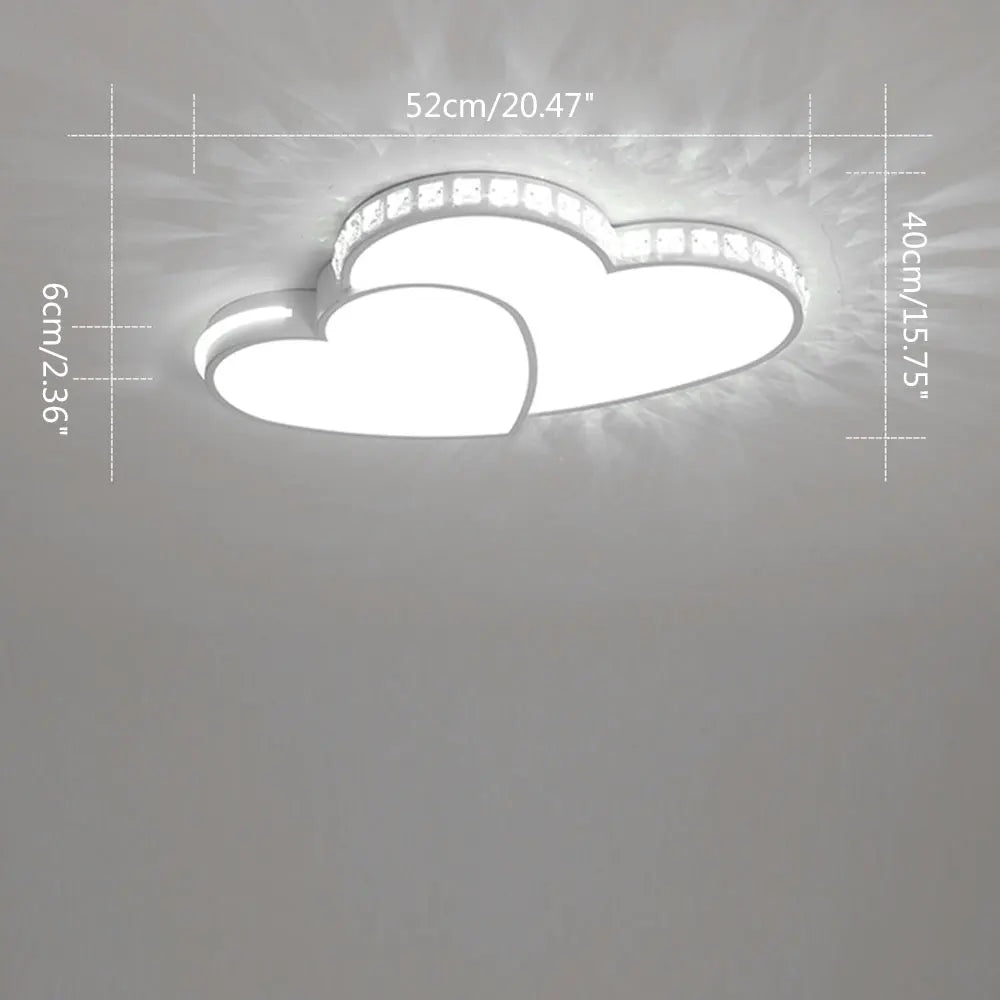 Modern Heart Shaped Ceiling Light Crystal LED Flush Mount For Kids And Living Room