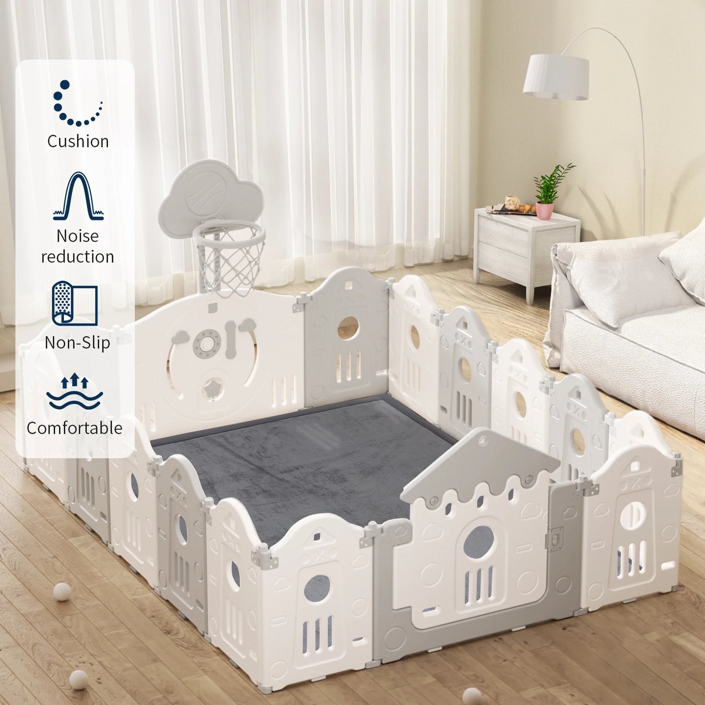 Huloo Sleep Memory Foam Playpen Carpet Non Slip Velvet Rug For Living Room Family Safe