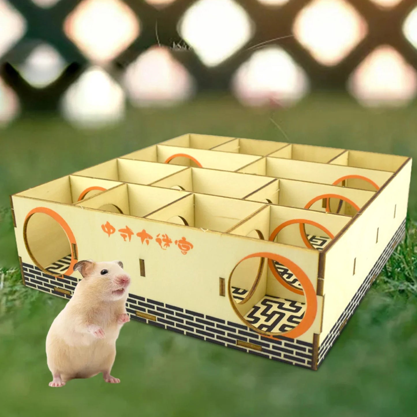 Wooden Hamster and Gerbil Maze Hideout Habitat Small Pet Toy
