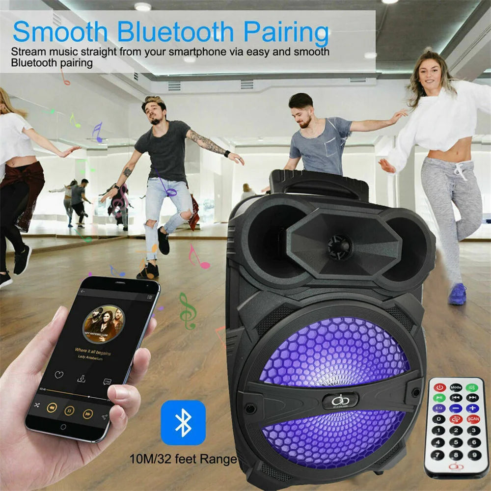 CURUK 1000W Portable Bluetooth Speaker LED Light Karaoke Mic Remote