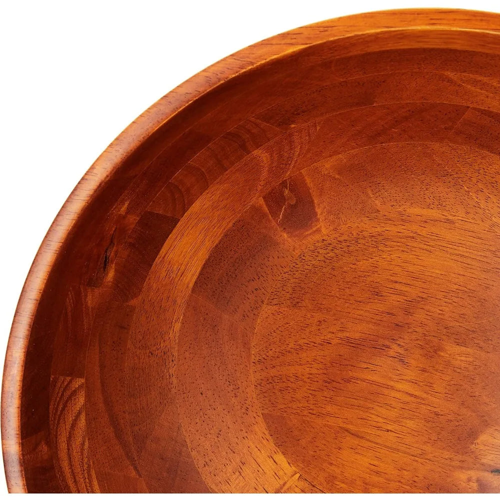 Large Cherry Wood Footed Serving Bowl for Fruits and Salads, 13.75" Diameter x 5" Height, Food-Safe Finish