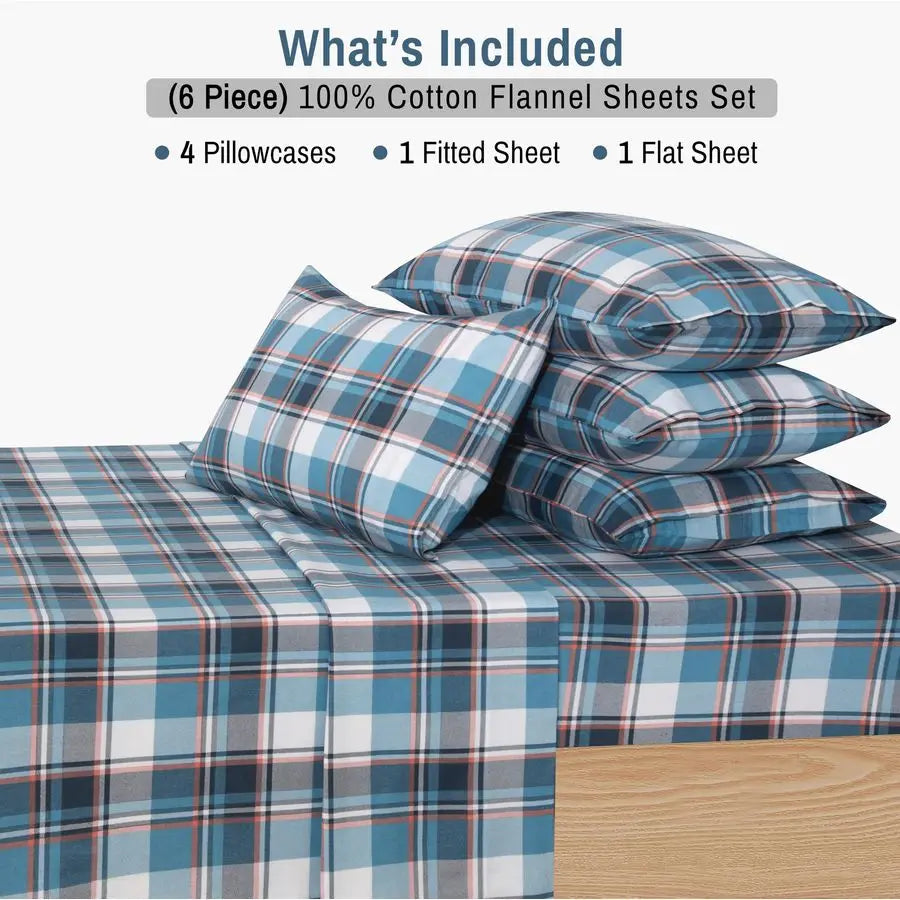 Flannel Sheets 100 Cotton Double Brushed All Seasons