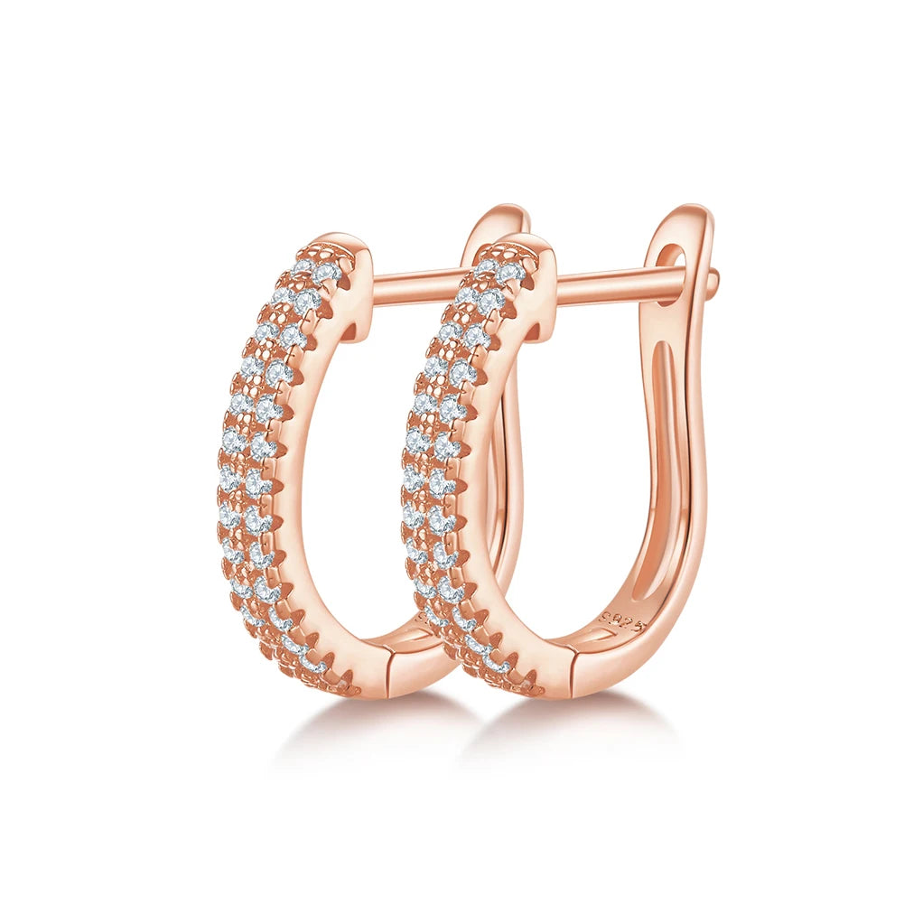 GEM'S BALLET Moissanite Hoop Earrings 925 Silver U Shaped Huggies