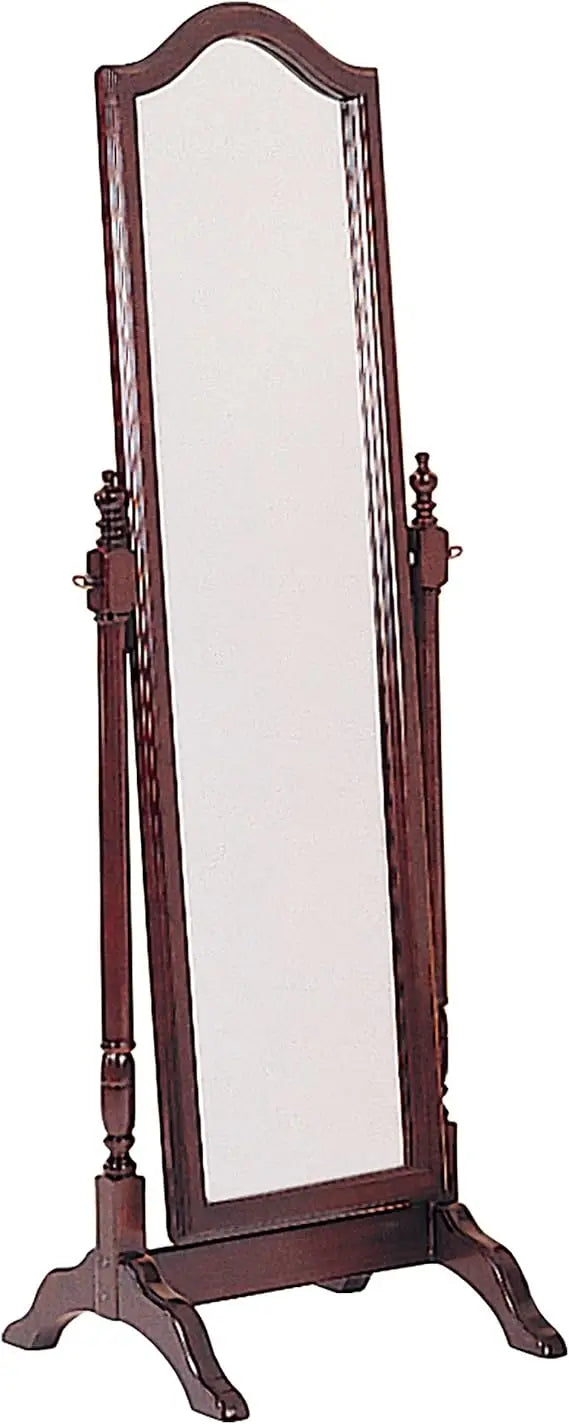 Wood Cheval Mirror With Swivel Base Full-Length Arched Top For Dressing Room Storage